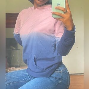 gradient pink and navy blue sweatshirt